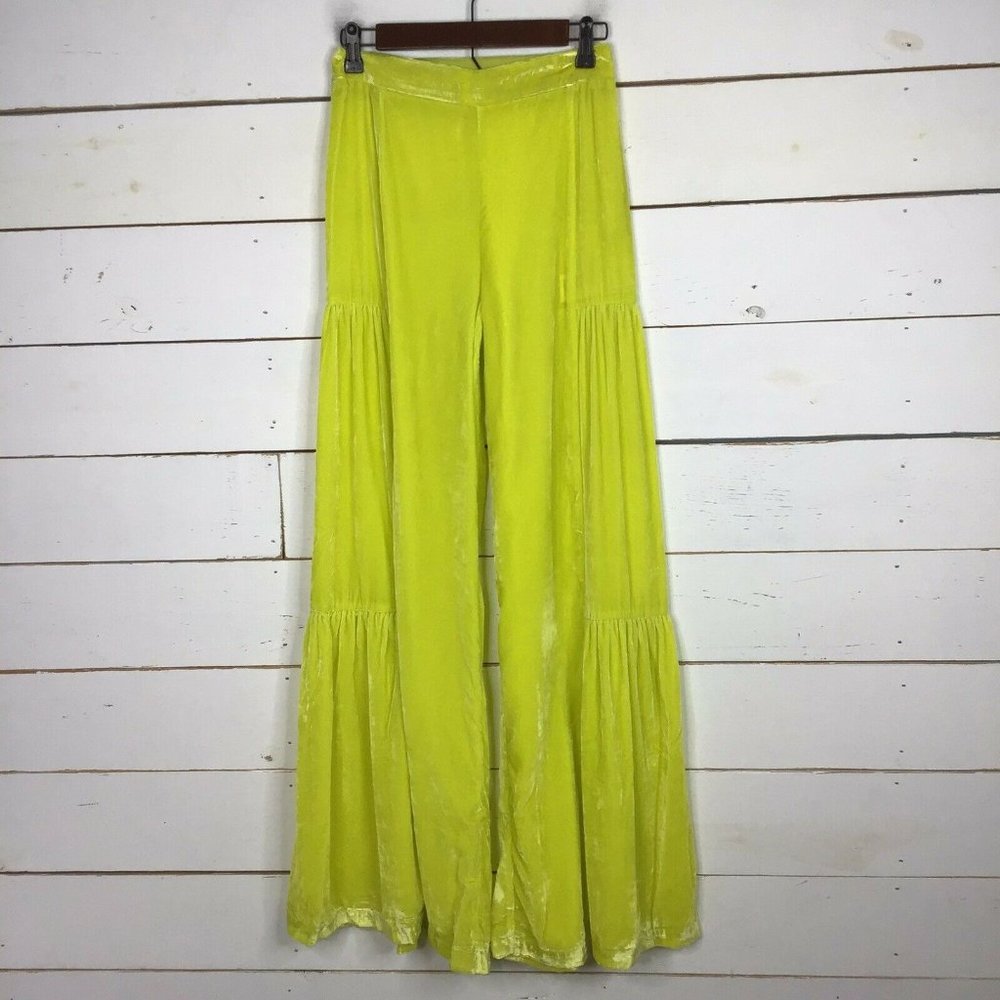 New Free People Say La Vie Palazzo Pants Wide Leg Pop Star Yellow Women's 6